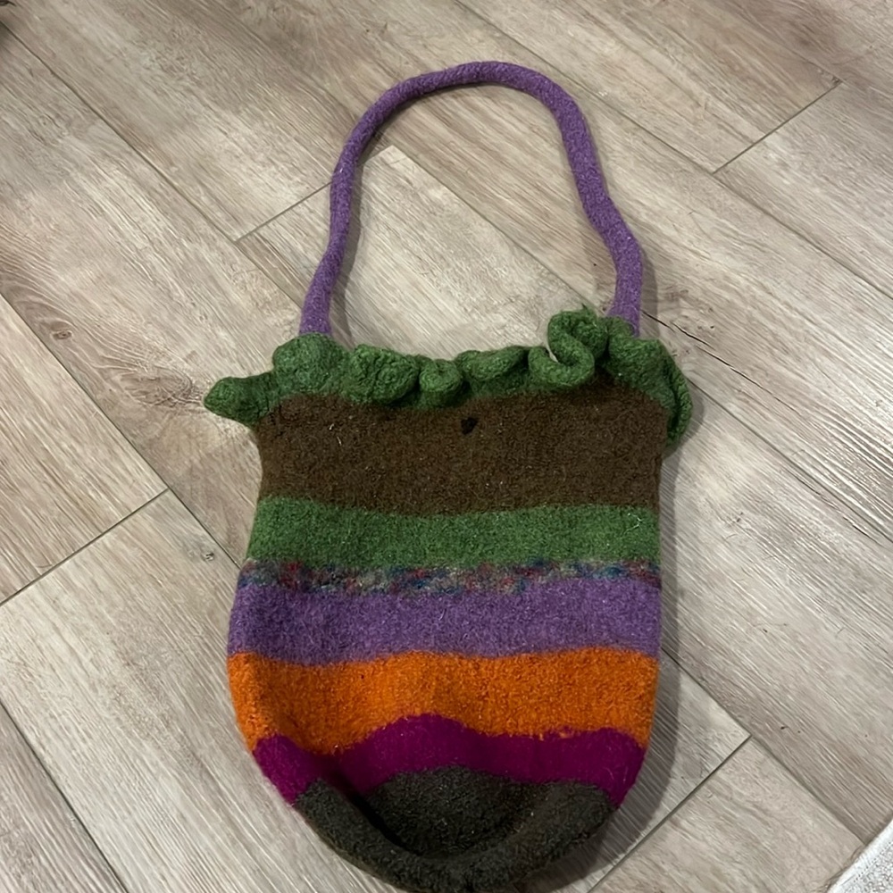 Boutique Hand Felted Colorful Wool Bag
